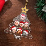 Personalized 1-9 Face Photos Christmas Tree Shape Acrylic Ornament Unique Home Decor Christmas Gift for Family Friends