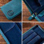 Henkilökohtainen Monogrammi 3 jaettu Slots Crazy Horse Nahka Pen Case nimi Kannettavat tarvikkeet Travel Syntymäpäivälahja perheelle Ystävät kollegat