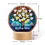 Veilleuse LED Personnalisée avec 2-16 Noms Design Arbre de Vie Style Vitrail Base en Bois Cadeau Anniversaire Fête des Mères pour Famille Maman