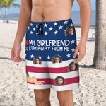 Personalisierte Ich liebe meine Frau so bleiben weg von mir Gesicht Foto Badehose mit Mesh Brief und Kordelzug Reise wesentliche Geburtstagsgeschenk für Männer