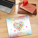 Personalised Colourful Heart Flower Anti-Slip Mouse Pad with Text and Name Office Supplies Back to School Appreciation Gift for Teachers
