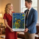 Personalized Starry Sky Oil Painting Effect Photo Canvas Painting with Name and Text Home Decor Birthday Gift for Family Friend Pet Lover