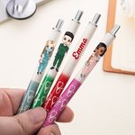 Cartone animato personalizzato Stetoscopio infermiera Multicolore retrattile Glitter penna a sfera con nome Apprezzamento Compleanno Regalo di fine anno per il personale medico