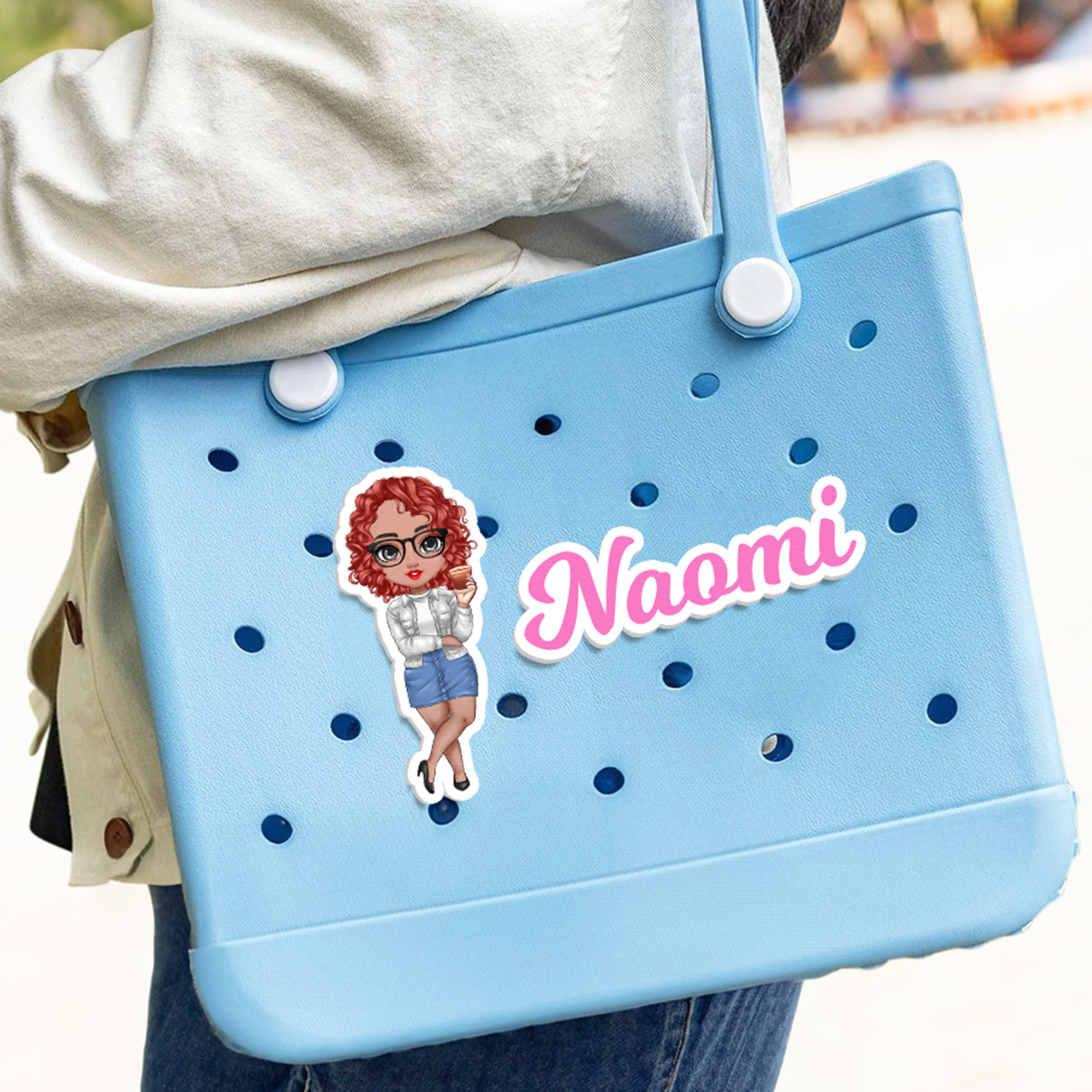 Personnalisé Nom de personnage de dessin animé Texte Charme de sac acrylique Accessoires pour Bogg Fête de plage Vacances Anniversaire Cadeau pour femmes