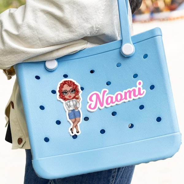 Personalisierte Cartoon Charakter Name Text Acryl Tasche Charme Zubehör für Bogg Beach Party Urlaub Geburtstag Geschenk für Frauen