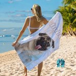 Personalized Pet Photo Quick Dry Oversized Beach Towel with Name Swimming Pool Vacation Essentials Birthday Gift for Pet Lover