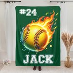 Personalized Flaming Soft Blanket With Name and Number, Soft Throw Sport Blanket Gifts for Boys and Adults