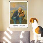 Personalized Impressionist Sunrise Oil-Painting Effect Photo Poster Painting Framed Painting with Name and Text Birthday Gift for Family Friends