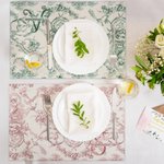 Personlig Retrostil Franskt tryck Toile De Jouy Placemat med namn och initialer Matbordsdekor Bröllop Födelsedagspresent för familj Par