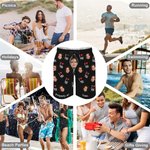 Personalized Property of XX Face Photo Men's Swim Trunks with Name and Mesh Brief Birthday Anniversary Gift for Husband Boyfriend