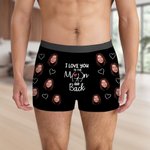 Personalisierte Liebe Sie zum Mond und zurück Gesicht Foto Boxer kurze Jahrestag Flitterwochen Geschenk für ihn Ehemann Boyfriend