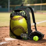 Gepersonaliseerde Voetbal Baseball Ball Sport Rugzak Lunch Tas Pencil Case Set met Naam Travel Daliy Gebruik Terug naar School Gift voor Jongens Meisjes