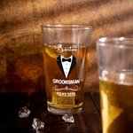 Personalised Groomsman Pint Beer Glass Mug with Name and Date Bachelor Party Wedding Anniversary Gift for Groomsmen