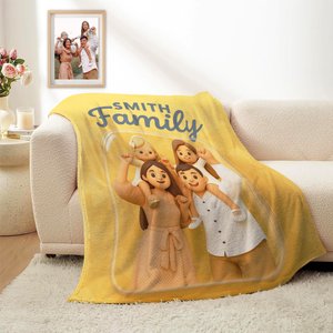 Personnalisé 3D Toy Box Effect Photo Soft Throw Blanket with Text Home Decor Anniversary Birthday Gift for Family Friends