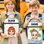 Personalizzato Animal Rainbow Cartoon Kid Character Borsa da pranzo isolata portatile con nome e tasca in rete Regalo di compleanno per bambini e bambine per la scuola