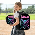 Personalised Cool Ice Cream Dripping Baseball Backpack Lunch Bag Pencil Case Set with Name Set of 3 Back to School Birthday Game Day Gift for Students