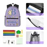Personalized Cute Bear Fantasy Unicorn Waterproof Large Capacity Child School Backpack with Initial and Name Back to School Birthday Gift for Kids