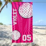 Personalized Football Basketball Sports Quick Dry Oversized Beach Towel with Name and Number Summer Vacation Travel Gift for Sports Lovers Players