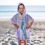 Personalized Cartoon Sea Animal Word Cloud Quick Dry Hooded Beach Towel with Name Beach Essentials Summer Vacation Birthday Gift for Boys Girls