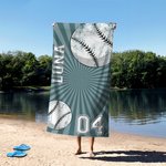 Personalized Football Basketball Sports Quick Dry Oversized Beach Towel with Name and Number Summer Vacation Travel Gift for Sports Lovers Players