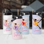 Personalisierte Geburt Blume Eiskunstlauf Mädchen Name 15 oz Wasserflasche mit Stroh Geburtstag Geschenk für sie