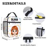 Personalizzato Animal Rainbow Cartoon Kid Character Borsa da pranzo isolata portatile con nome e tasca in rete Regalo di compleanno per bambini e bambine per la scuola