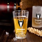Personalised Groomsman Pint Beer Glass Mug with Name and Date Bachelor Party Wedding Anniversary Gift for Groomsmen