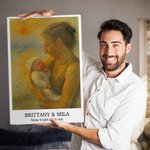 Personalized Impressionist Sunrise Oil-Painting Effect Photo Poster Painting Framed Painting with Name and Text Birthday Gift for Family Friends