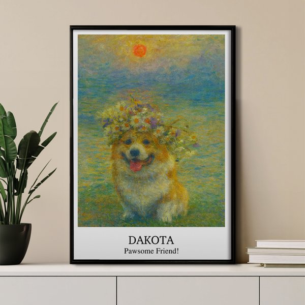Tableau Impressionniste Personnalisé Lever de Soleil Effet Peinture à l'Huile Photo Poster Peinture Encadrée avec Nom et Texte Cadeau d'Anniversaire pour la Famille et les Amis