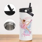 Personalisierte Geburt Blume Eiskunstlauf Mädchen Name 15 oz Wasserflasche mit Stroh Geburtstag Geschenk für sie
