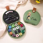 Personalized Cartoon Sewing Character Portable Sewing Kit Set Storage Box with Name Stitching Tools Supplies Birthday Gift for Tailor Sewing Lover