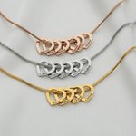 Personalised Heart Outline Pendant Family Necklace with 1-12 Engraved Names Dainty Women's Jewellery Birthday Mother's Day Gift for Mom Grandma