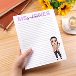 Personalisierte Cartoon Lehrer Charakter Notizblock mit 40/80 Seiten Text und Name Graduierung zurück zu Schule Wertschätzung Geschenk für Lehrer