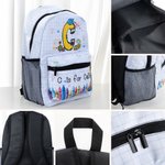 Personalized Pencil Crayon Apple Design Doodle Letter Backpack with Name Initial and Side Pockets Birthday Back to School Gift for Kids Students