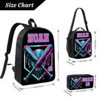 Personalised Cool Ice Cream Dripping Baseball Backpack Lunch Bag Pencil Case Set with Name Set of 3 Back to School Birthday Game Day Gift for Students