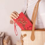 Gepersonaliseerde aquarel geboorte bloem Tri-Fold PU lederen polsbandje portemonnee met kaarthouder en naam verjaardagscadeau voor vrouwen