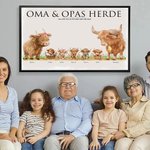 Personalisiertes Poster Gemälde im Rinderfamilie-Design Erhältlich mit oder ohne Rahmen mit Namen Wohndeko Muttertag Vatertag Geschenk für Mama Papa