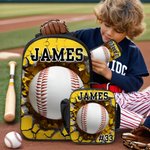 Gepersonaliseerde Voetbal Baseball Ball Sport Rugzak Lunch Tas Pencil Case Set met Naam Travel Daliy Gebruik Terug naar School Gift voor Jongens Meisjes