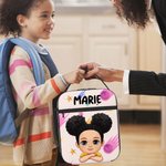 Personalizzato Animal Rainbow Cartoon Kid Character Borsa da pranzo isolata portatile con nome e tasca in rete Regalo di compleanno per bambini e bambine per la scuola