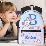 Personalized Cute Bear Fantasy Unicorn Waterproof Large Capacity Child School Backpack with Initial and Name Back to School Birthday Gift for Kids