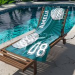 Personalized Football Basketball Sports Quick Dry Oversized Beach Towel with Name and Number Summer Vacation Travel Gift for Sports Lovers Players