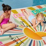 Toalla de playa personalizada para Cousin Crew estilo vintage con rayos de sol y nombre de secado rápido regalo de cumpleaños para la familia