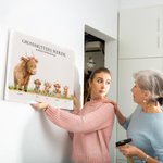 Personalisiertes Poster Gemälde im Rinderfamilie-Design Erhältlich mit oder ohne Rahmen mit Namen Wohndeko Muttertag Vatertag Geschenk für Mama Papa