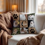 Personalizzato Multicolore Paw Print Pet Photos Soft Throw Pillow Cover with Name and Initial Home Decor Birthday Gift for Pet Lovers Owners (Regalo di compleanno per gli amanti degli animali domestic