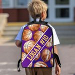 Personlig Fargerik Ballspill Ryggsekk Lunsjveske Penalveske Sett med navn Tilbake til skolegave til studenter