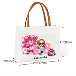 Personalised Heart Balloon Cake Star Cartoon Girl Character Large Canvas Bag with Name and Age Birthday Gift for Her