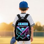 Personalised Cool Ice Cream Dripping Baseball Backpack Lunch Bag Pencil Case Set with Name Set of 3 Back to School Birthday Game Day Gift for Students