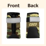 Henkilökohtainen monivärinen Camouflage Design liukastumaton Dog kengät Hot jalkakäytävällä nimi Outdoor tarvikkeet Syntymäpäivälahja koiran omistajille
