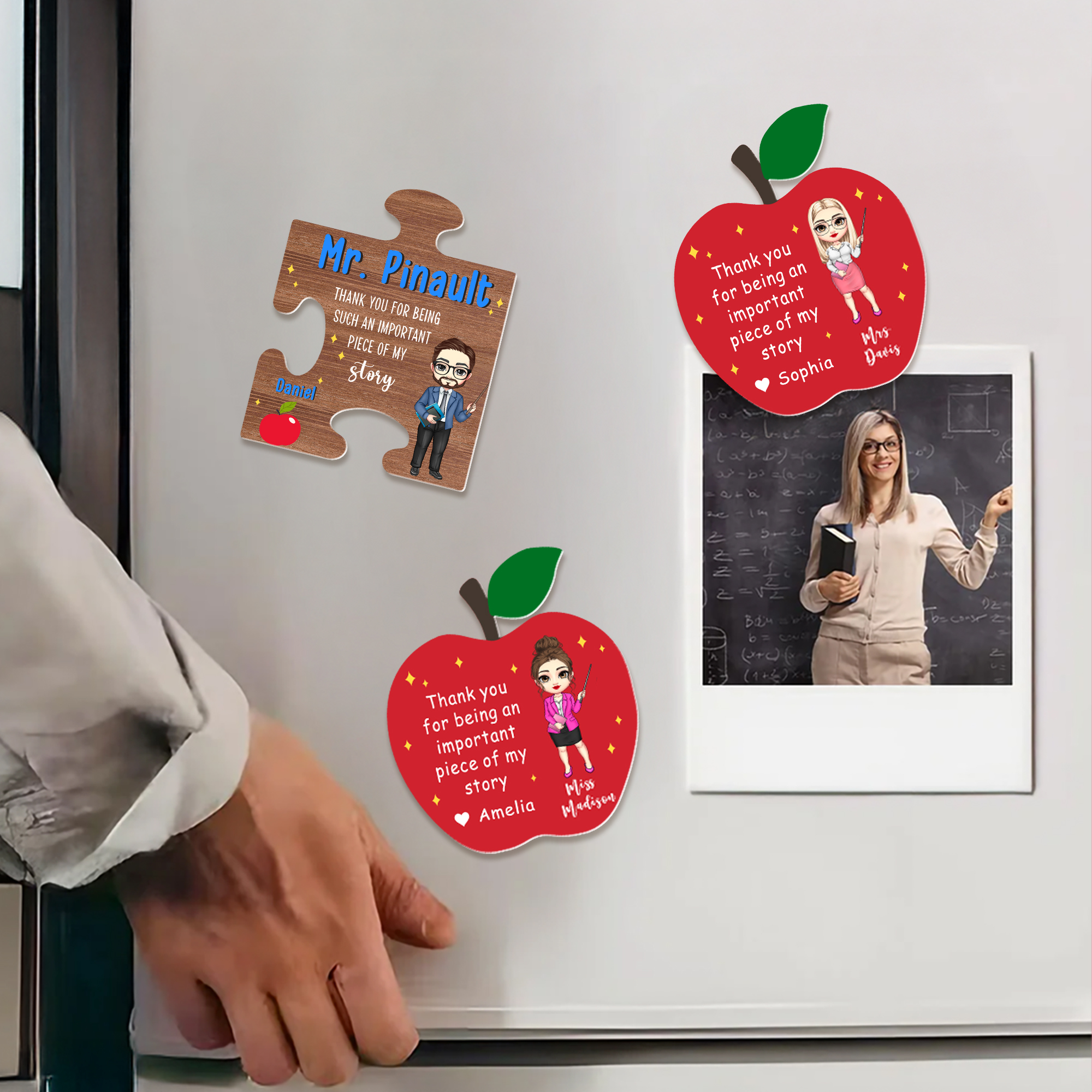 Aimant frigo personnalisé en forme de puzzle de pomme avec texte Anniversaire de la rentrée scolaire Cadeau d'appréciation pour les enseignants