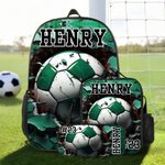 Gepersonaliseerde Voetbal Baseball Ball Sport Rugzak Lunch Tas Pencil Case Set met Naam Travel Daliy Gebruik Terug naar School Gift voor Jongens Meisjes